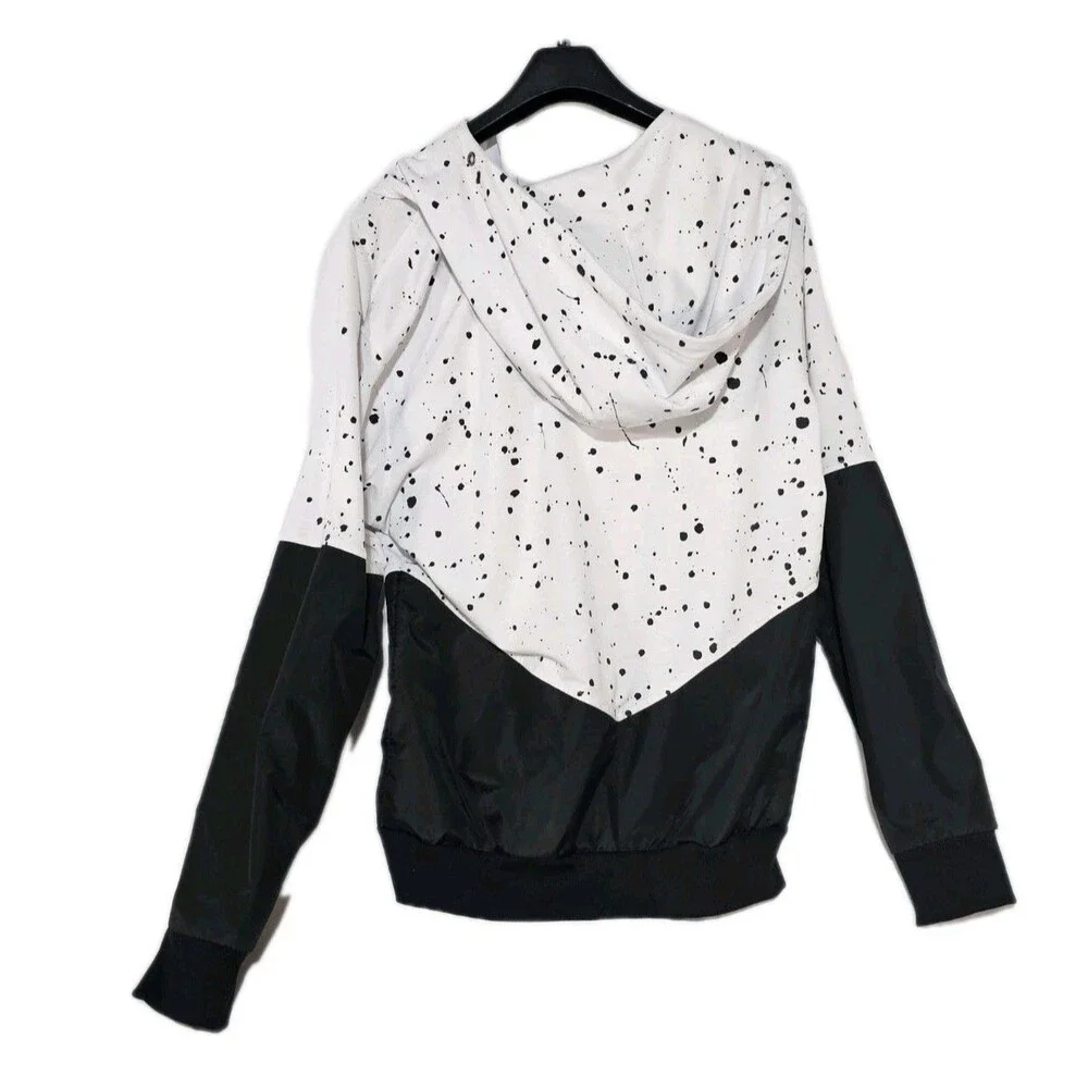 American Stitch Jacket Unisex Lightweight Jacket With Hood Black White XL EUC
